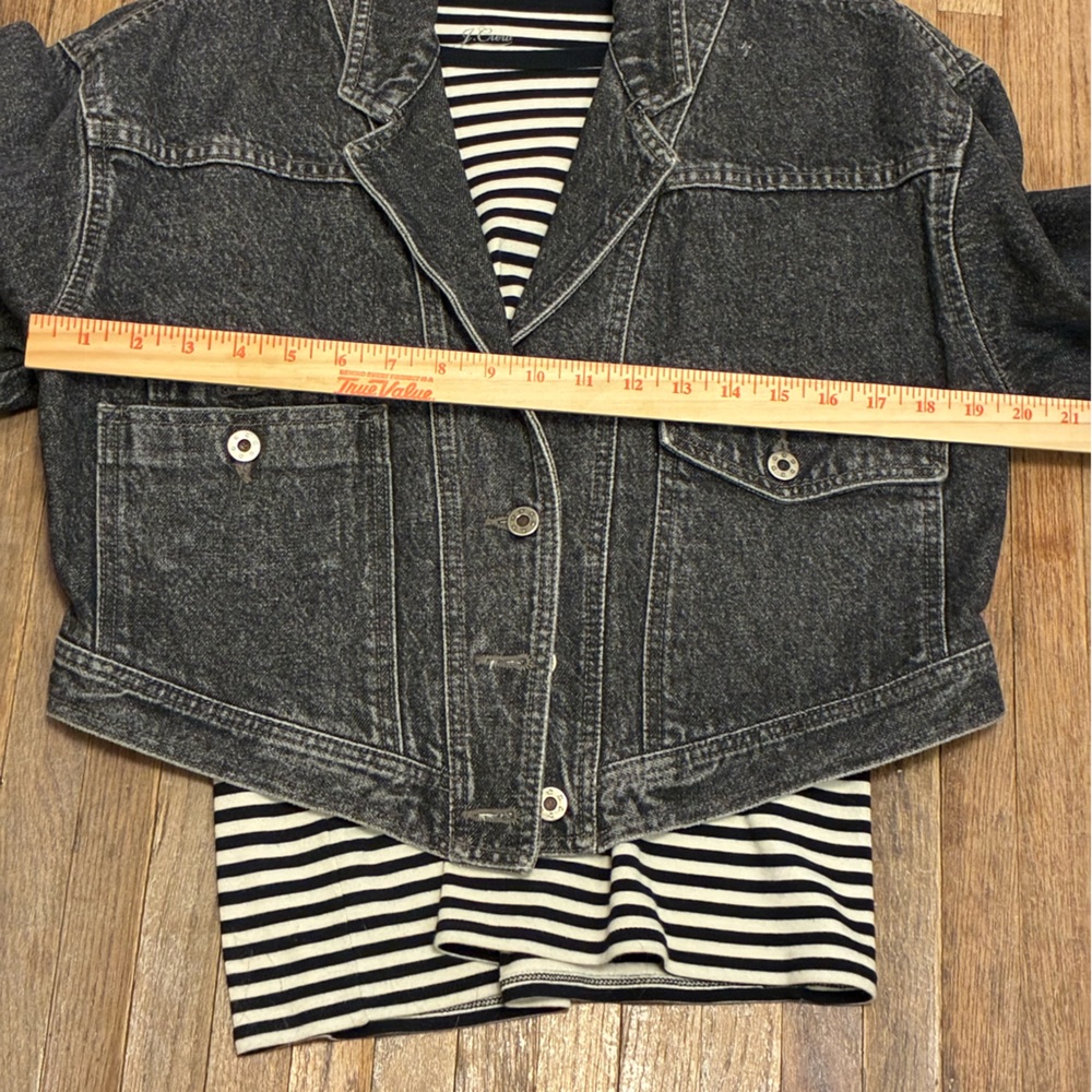Vintage Lee Black Washed Cropped Denim Jacket Small - Picture 10 of 14